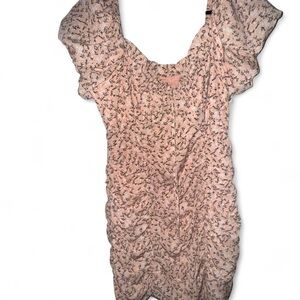 Lulu's Peach Floral Dress with White and Purple Accents